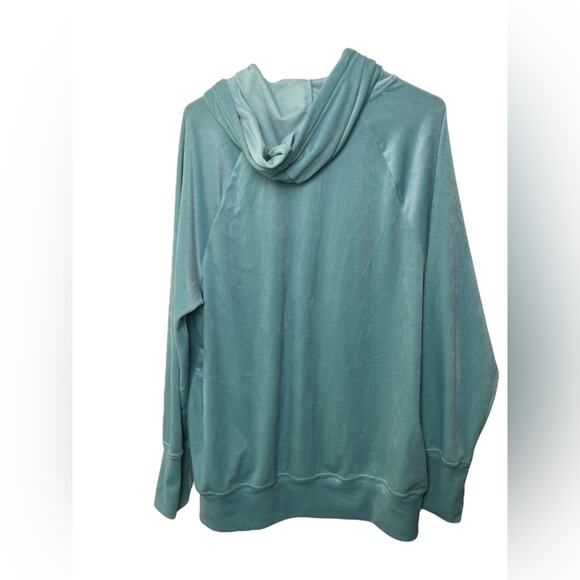Aerie Soft Velvet Turquoise Full Zip Hooded Long Sleeve Jacket Women’s M - Picture 5 of 8